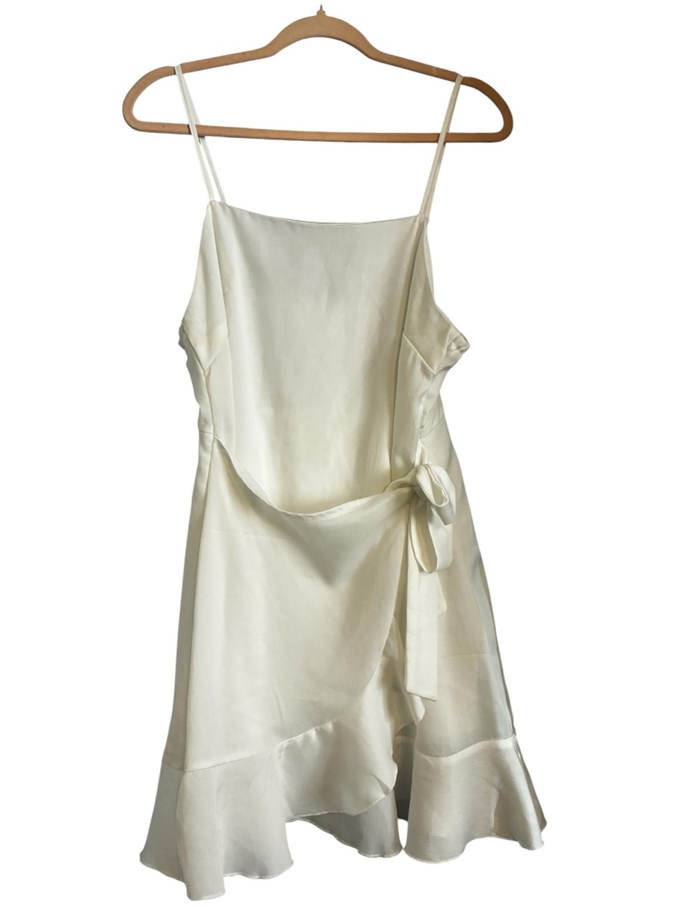 Altar'd State Cream Satin Wrap Slip Dress